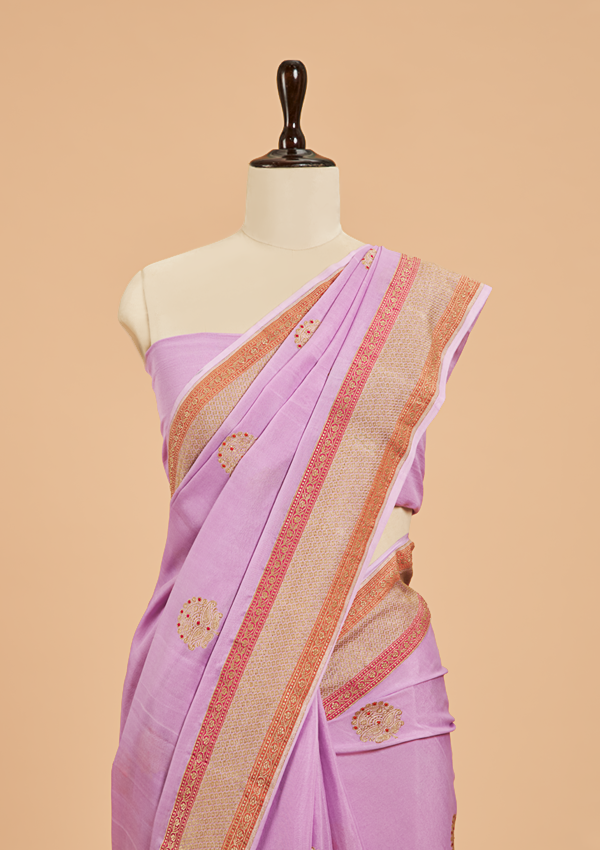 Lavender Butta Saree In Georgette