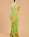 Lemon Green Butta Saree In Georgette