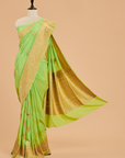 Lemon Green Butta Saree In Georgette