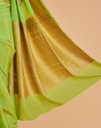 Lemon Green Butta Saree In Georgette