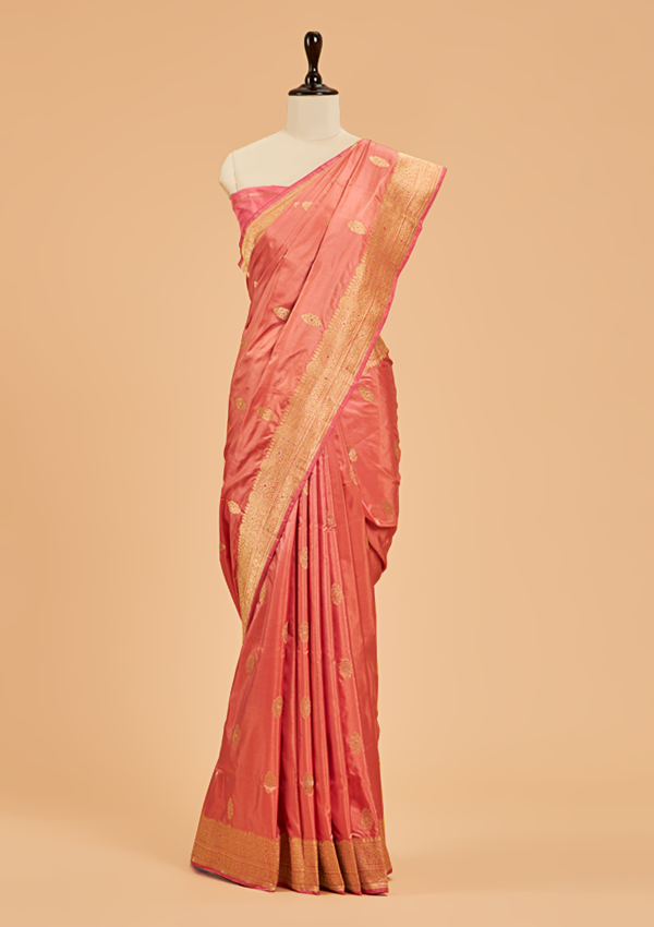 Peach Butta Saree in Silk