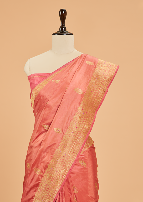 Peach Butta Saree in Silk