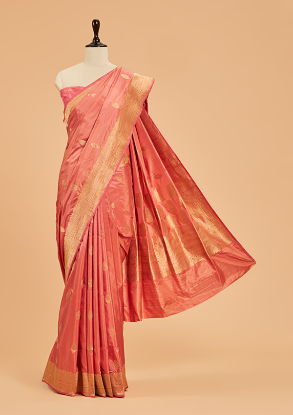 Peach Butta Saree in Silk