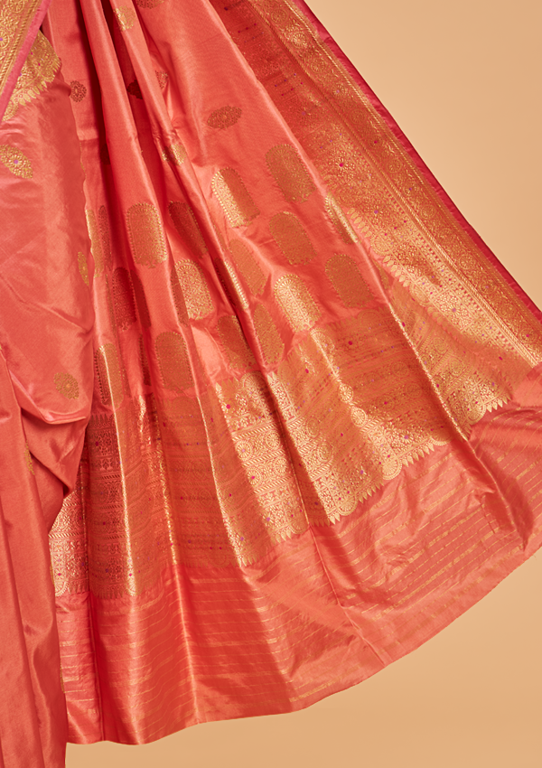 Peach Butta Saree in Silk