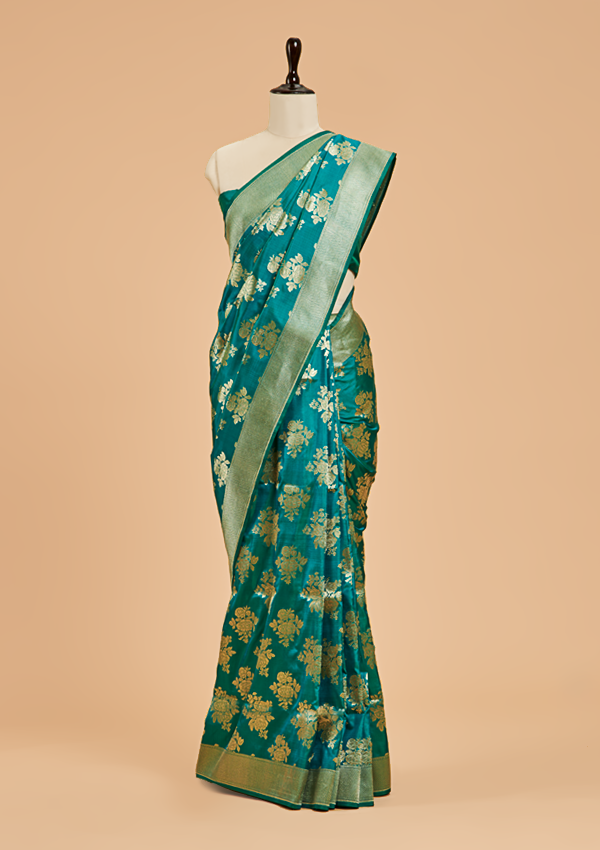 Rama Green Butta Saree in Silk