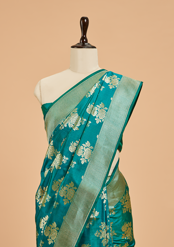 Rama Green Butta Saree in Silk