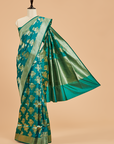 Rama Green Butta Saree in Silk