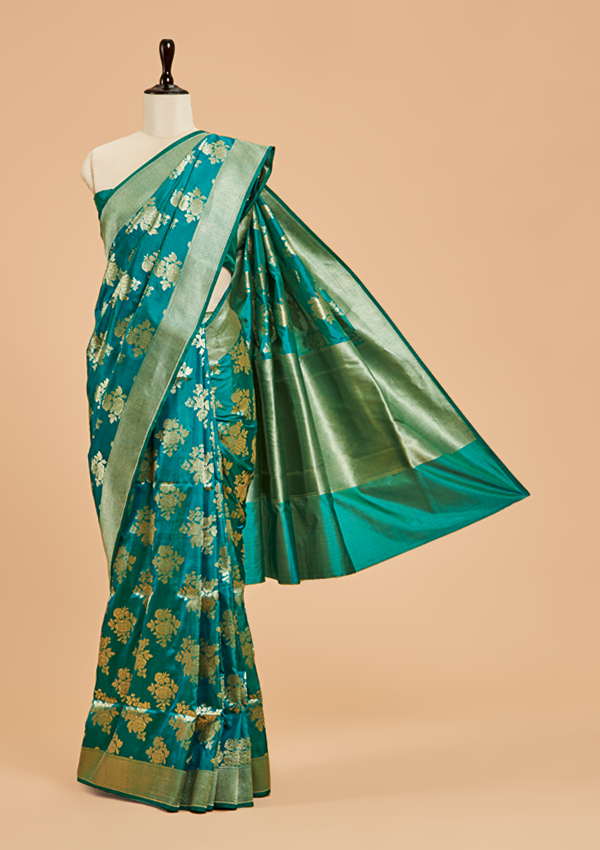 Rama Green Butta Saree in Silk