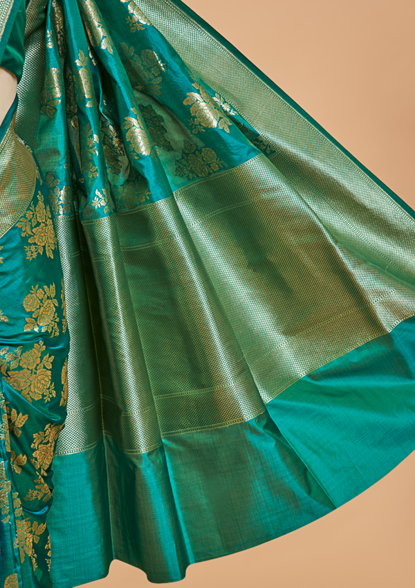 Rama Green Butta Saree in Silk