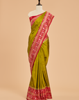 Pista Green Plain Saree in Silk