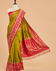 Pista Green Plain Saree in Silk