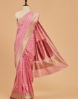 Light Pink Plain Saree in Silk