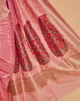 Light Pink Plain Saree in Silk