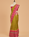 Mehndi Green Plain Saree in Tussar Silk