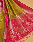 Mehndi Green Plain Saree in Tussar Silk