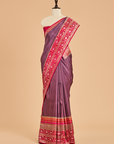 Wine Plain Saree in Tussar Silk