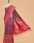 Wine Plain Saree in Tussar Silk