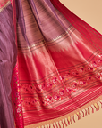 Wine Plain Saree in Tussar Silk