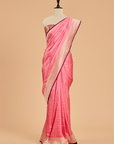 Gajar Pink Plain Saree in Silk