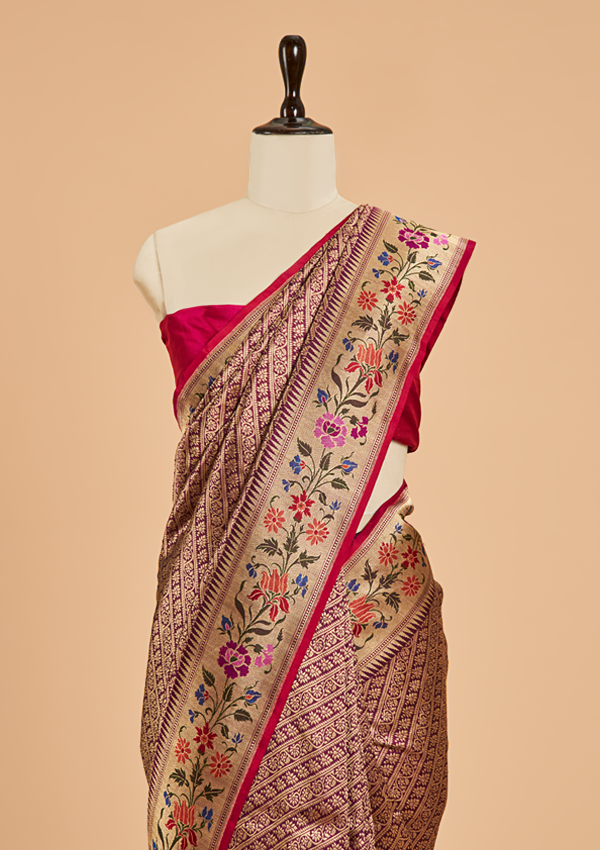 Majenta Brocade Saree in Silk