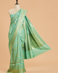 Sea Green Jaal in Georgette Tussar