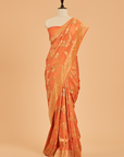 Orange Lehariya Saree in Muslin Silk