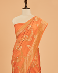 Orange Lehariya Saree in Muslin Silk