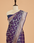 Navy Blue Jaal Saree in Silk