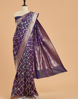 Navy Blue Jaal Saree in Silk