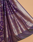 Navy Blue Jaal Saree in Silk