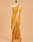 Yellow Lehariya Saree in Silk