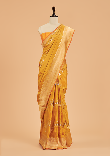 Yellow Lehariya Saree in Silk