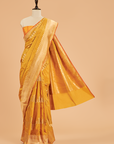 Yellow Lehariya Saree in Silk