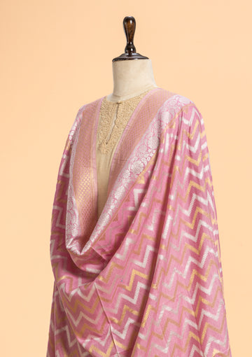 Gajar Pink Jamdani Georgette Tussar Dupatta