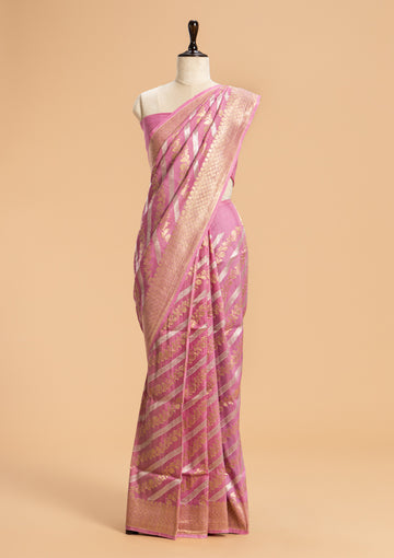 Pink Kadwa Georgette Tussar Saree