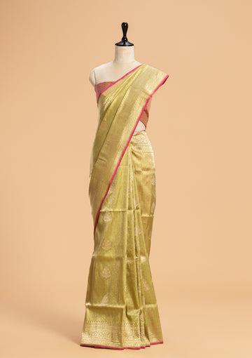 Light Green Brocade Silk Saree