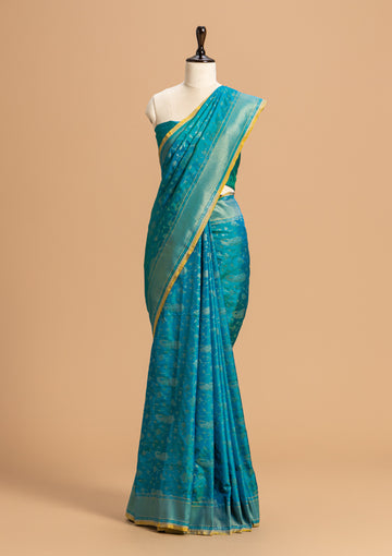 Peacock Jamdani Silk Saree