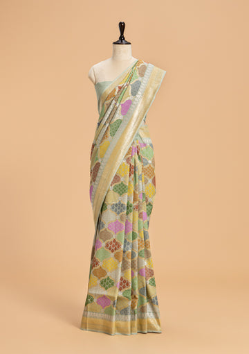 Light Green Rangkat Georgette Tussar Saree