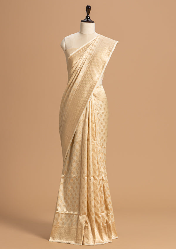 Off-White Jamdani Silk Saree