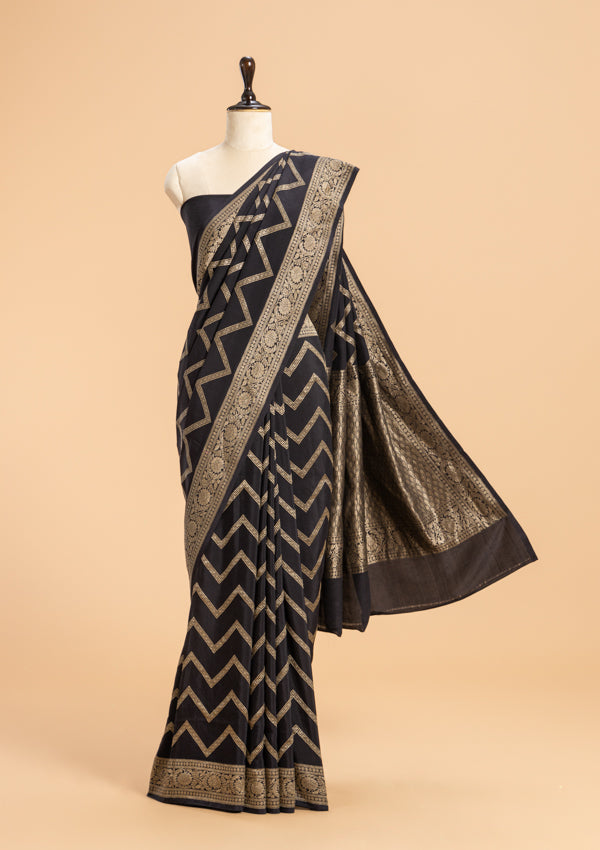 Black Kadwa Muslin Silk Saree