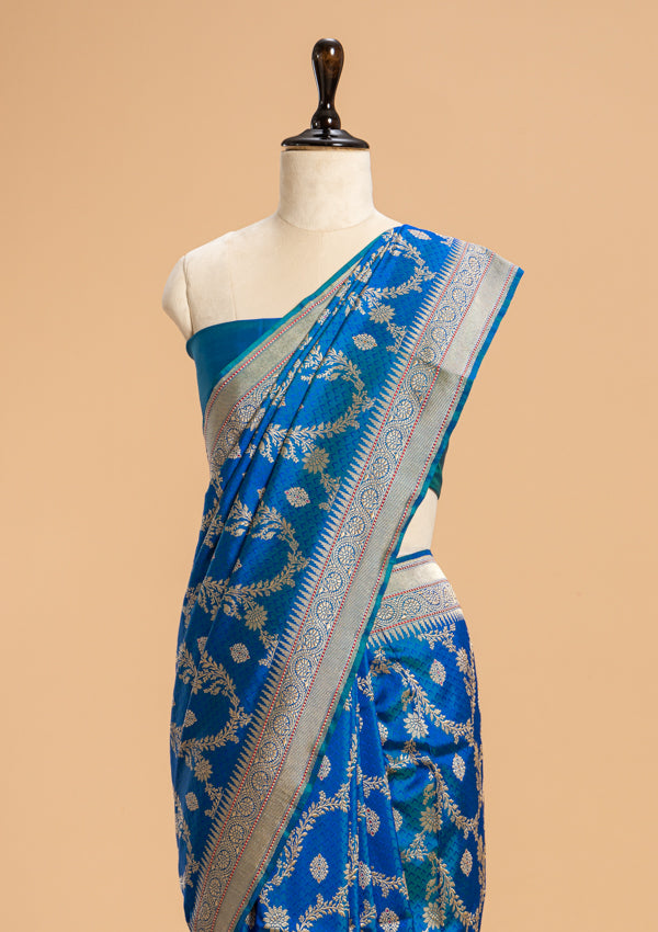 Royal Blue Kadwa Silk Saree