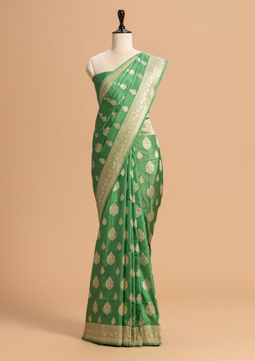 Green Jamdani Silk Saree