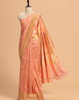 Peach Jamdani Silk Saree