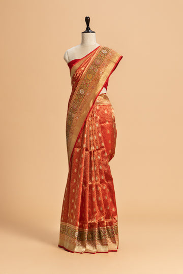 Red Brocade Silk Saree