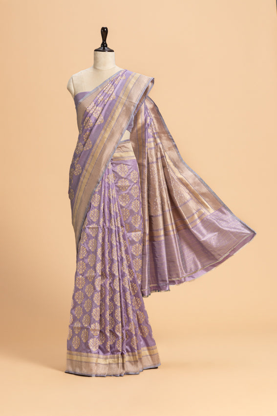 Mauve Kadwa Butta Silk Saree