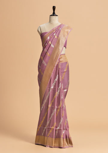 Gajar Pink Kadwa Georgette Tussar Saree