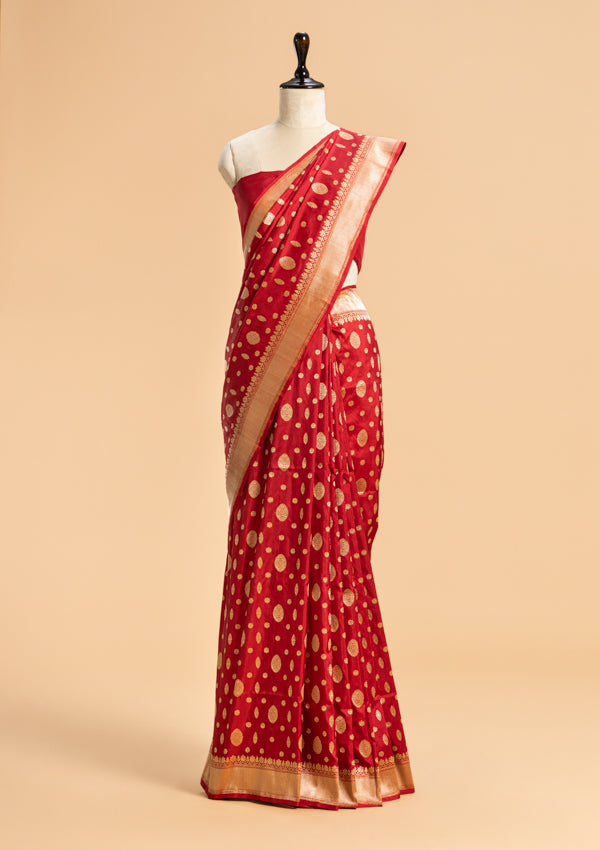 Red Butta Saree in Silk