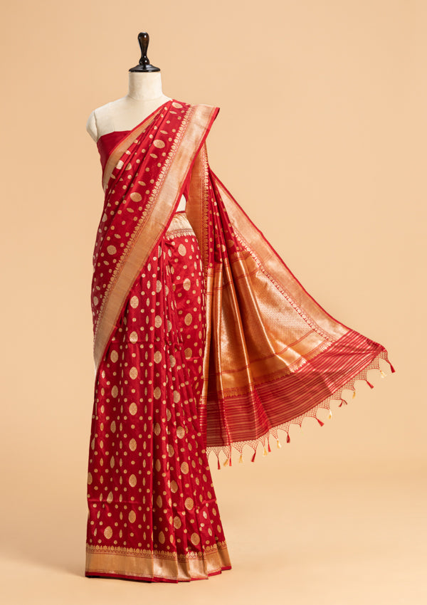 Red Butta Saree in Silk